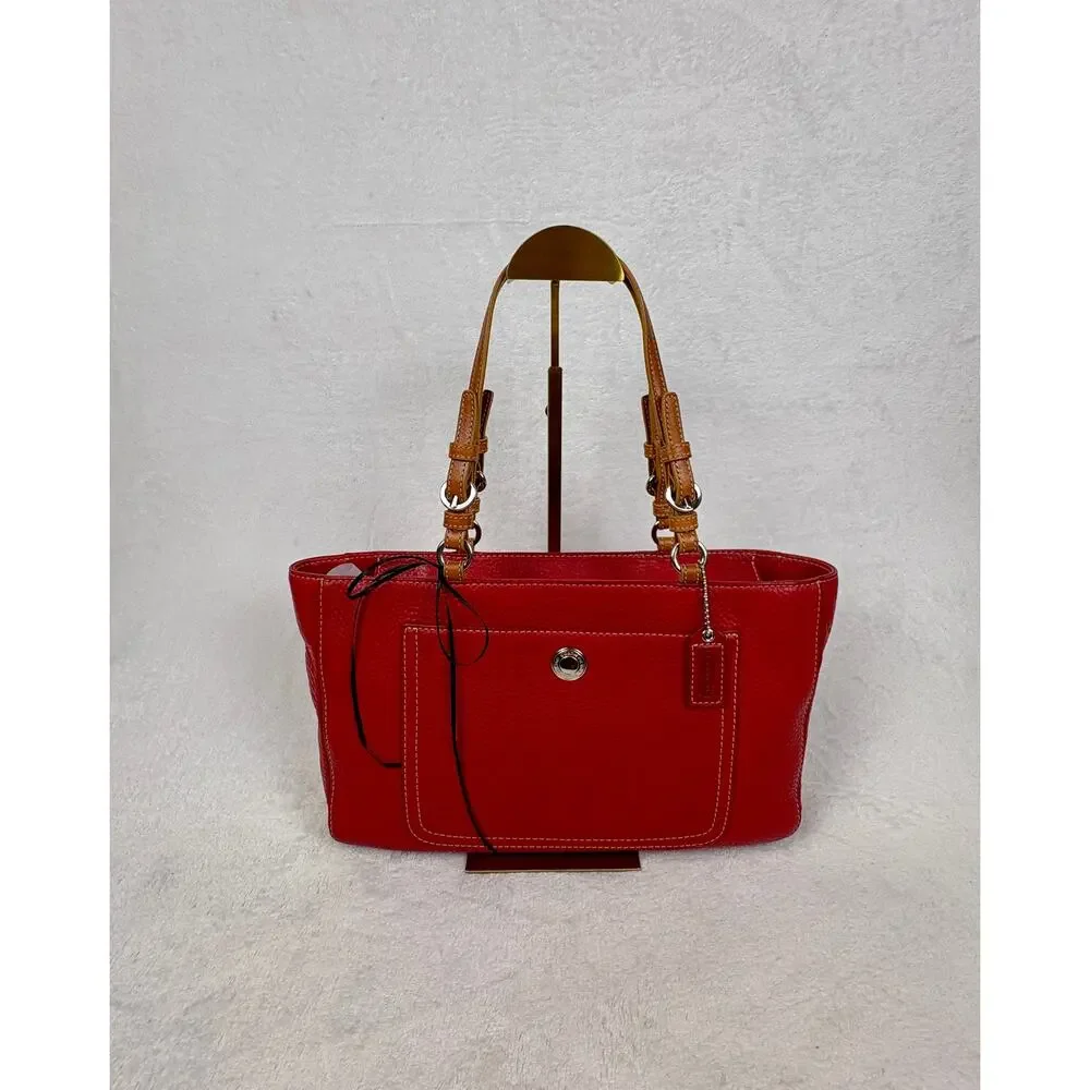 Coach Y2K Chelsea Red Pebbled Leather Shoulder Tote